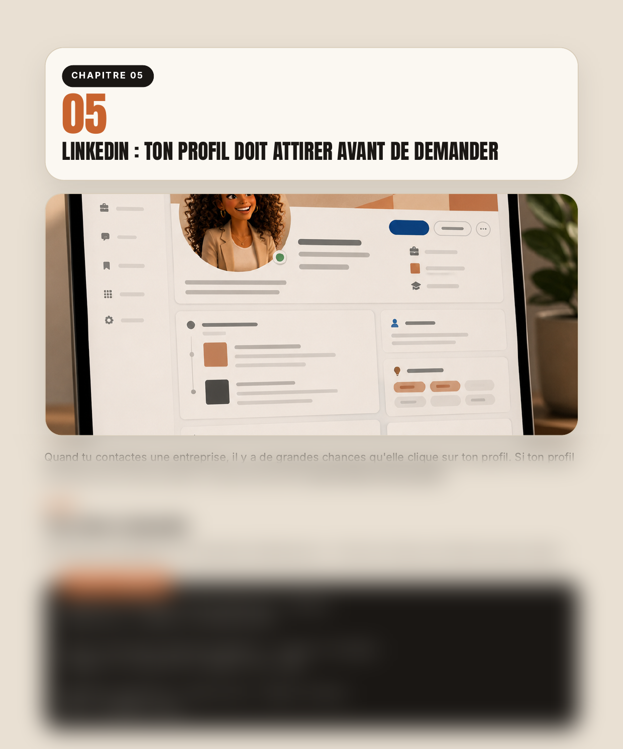 Page du chapitre 05, LinkedIn, contenu flouté