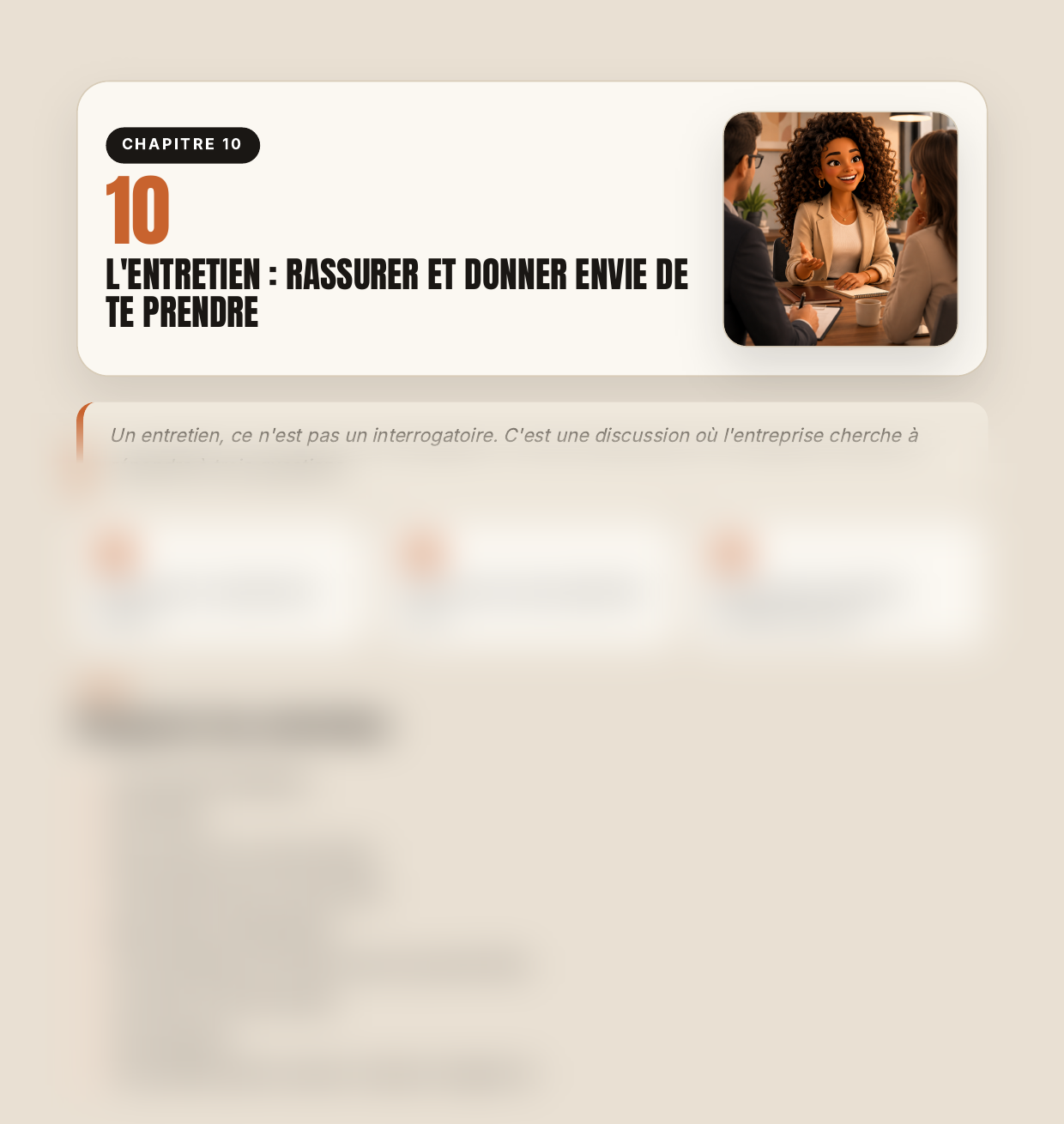 Page du chapitre 10, l'entretien, contenu flouté